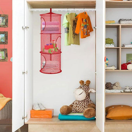 Foldable Clothes Drying Basket Three-layer Hanging Storage Breathable Organizer