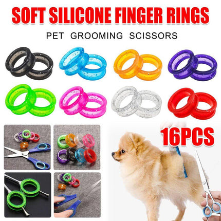 16Pcs Dog Grooming Scissors Soft Silicone Finger Rings Insert Finger Protector