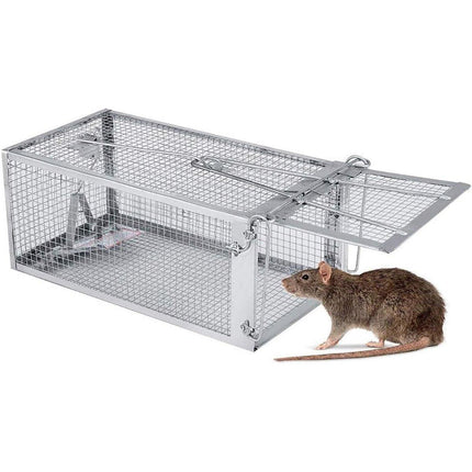 Humane Rat Trap Cage Live 1 Door Animal Catch Pest Rodent Mouse Bait Control Box