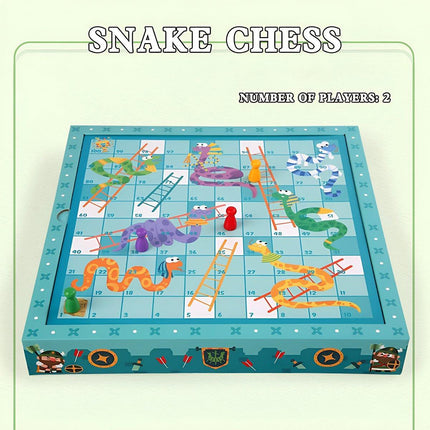 8-in-1 Board Game Set Chess Games Board Toy Backgammon Checkers Snakes Ladders - Aimall