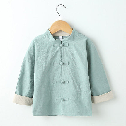 Boys Traditional Chinese Hanfu Cotton Linen Outfit Ancient Style Costume
