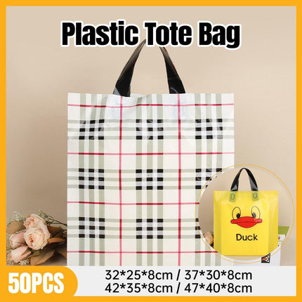 50x Reusable Plastic Tote Bag Eco Friendly Shopping Bags Durable Large Capacity