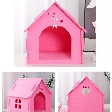 Cats Nest Scratch Resistant Semi Enclosed Felt Cat House Removable Comfortable