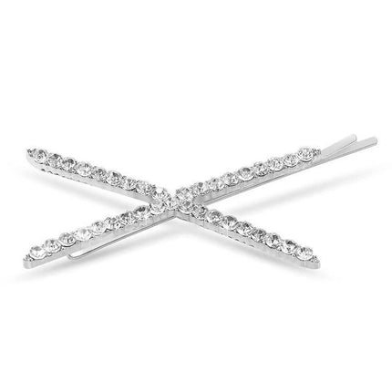X Shaped Crystal Rhinestone Hair Clip Pin Barrette Hairpins Headwear Accessories - Aimall