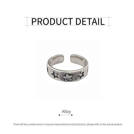 Adjustable Simple Ring Stacked 5-pointed Star Jewelry Fashion Unisex Design