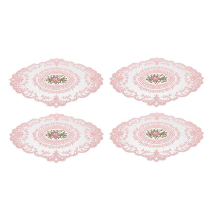 4 Pack Retro Lace Oval Placemats 31x42cm French Crochet Doilies 4 Colors Set