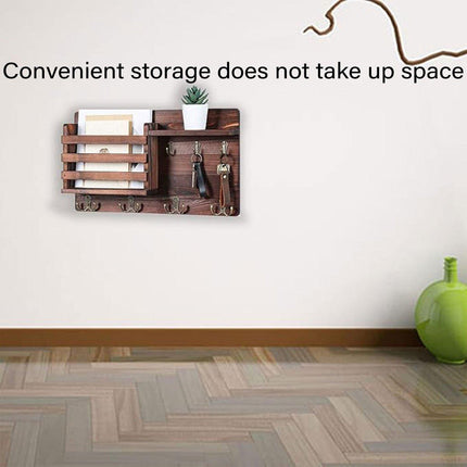 Wooden Wall Mounted Hanging Rack Holder Storage Shelf for Living Room Entrance