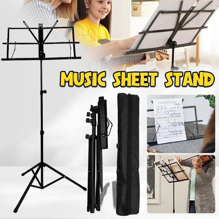 Foldable Sheet Music Stand Tripod Holder with Carry Bag for Stage Violin Guitar - Aimall