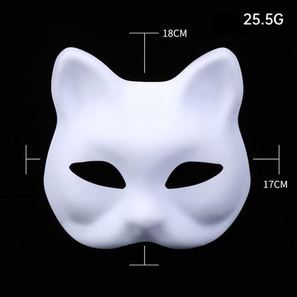 3PCS White Cat Face Mask DIY Blank Hand Painted Craft Masks Party Art