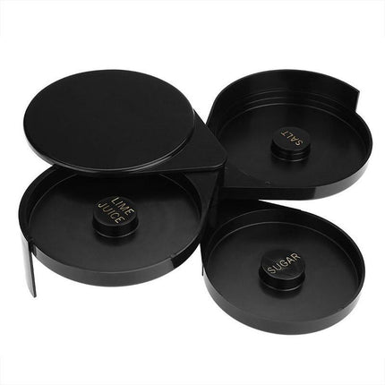 Triple Plastic Salt and Sugar Rim Container for Cocktail Juice Flavoring Dipping