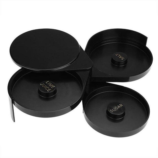 Triple Plastic Salt and Sugar Rim Container for Cocktail Juice Flavoring Dipping