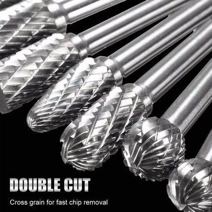 10PCS 6MM Head Tungsten Steel Carbide Rotary Burr Bur Die Grinder Bit + Case Set - Aimall