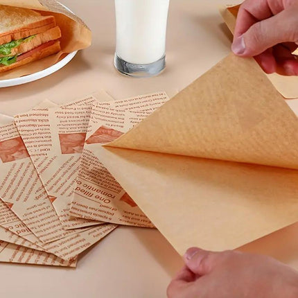 200PCS Vintage Newspaper Print Kraft Paper Bags Eco-Friendly Food Packaging