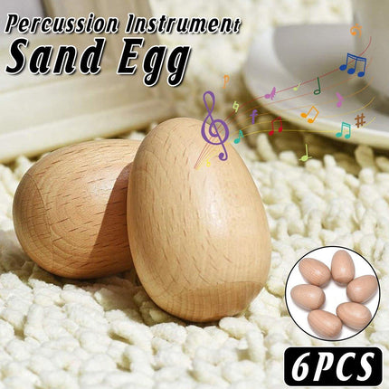6pcs Musical Percussion Instruments Wooden Egg Shakers Rhythm Rattle For Kid Toy