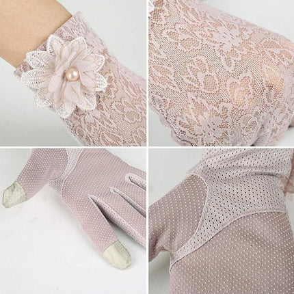 6 Colours Women UV Protection Lace Gloves Touchscreen Non-Slip Driving Gloves