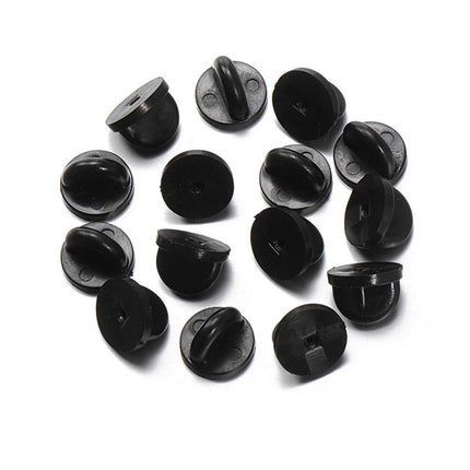 50PCS Black Butterfly Pin Backs Plastic Locking Caps for Badges Lapel Pins Brooches