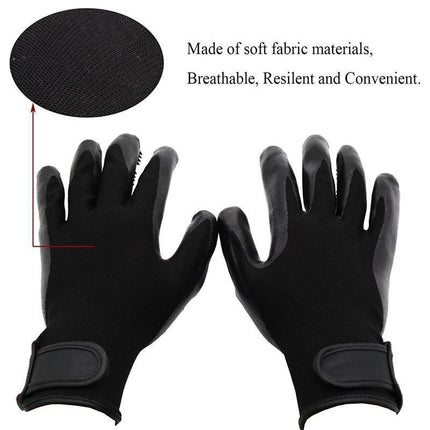 1Pair Horse Pet Dog Grooming Gloves Brush Hair Remover Shedding Massage Cleaner - Aimall
