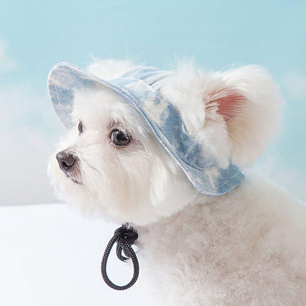 Adjustable Pet Hat with Cute Leaky Ears Sunscreen Fisherman Hat Four Seasons Use