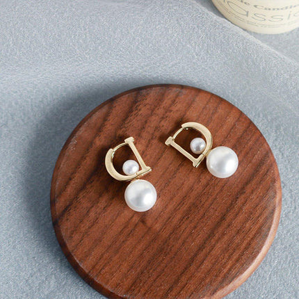 D Letter Design Earrings Stylish Double-Wear Ear Buckle Unique Fashion Jewelry