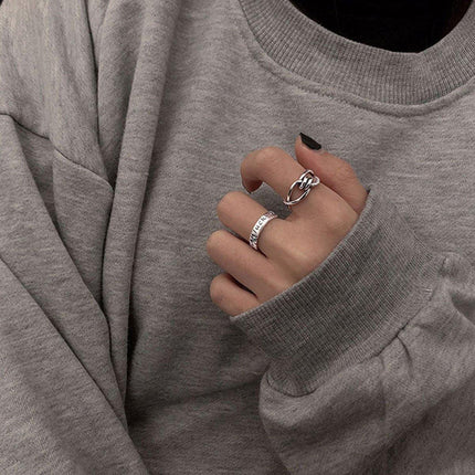 Geometric Cross Opening Ring Women Adjustable Retro Fashion Jewelry Gift