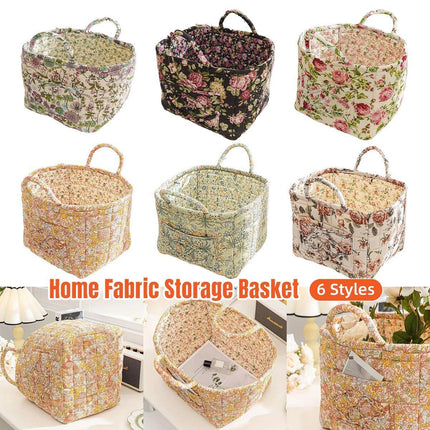 Portable Fabric Storage Basket Korean Pastoral Style Organizer for Home Sundries