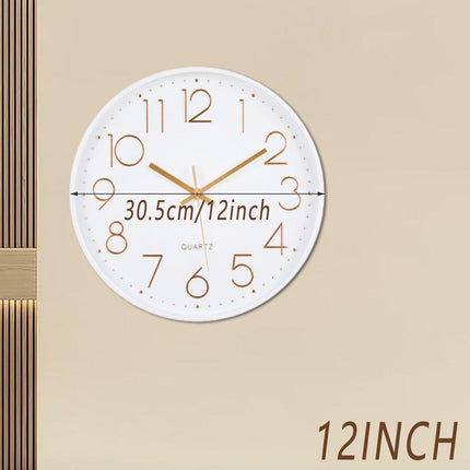 12Inch Silent Wall Clock Decorative Simple Plastic Clock for Living Room Home