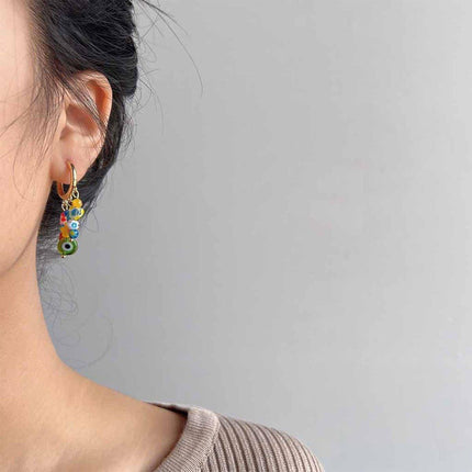 Handmade Colorful Flower Beaded Earrings Bohemian Fashion Jewelry Gift