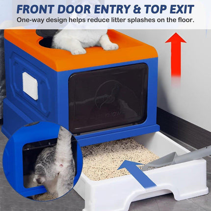 Folding Enclosed Cat Litter Box Foldable Drawer Toilet Anti-Splash Pet Supplies
