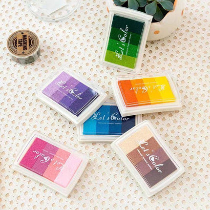 4Colours Fingerprint Stamp Set with Plastic Case Washable Color DIY Ink Pad - Aimall