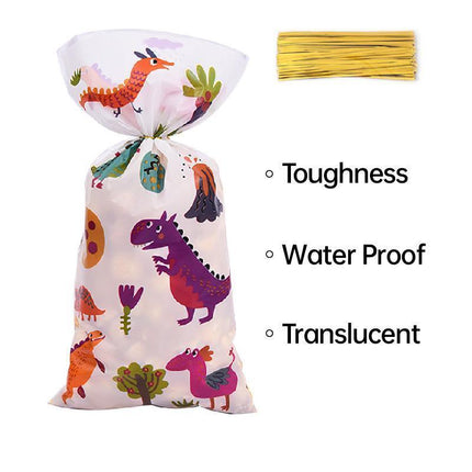 150pcs Dinosaur Candy Bags Flat Gift Pouches for Party Favors and Cute Packaging