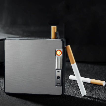 Automatic Rechargeable Electric USB Cigarette Case Lighter Gift Dampproof Box - Aimall
