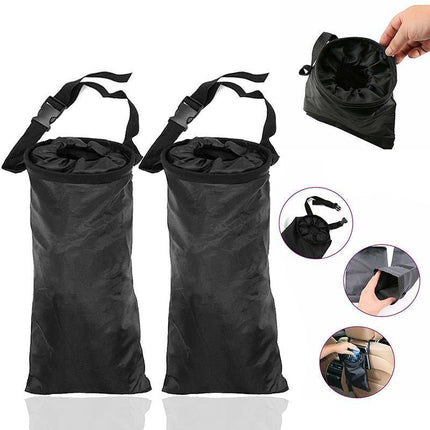 2PCS Car Travel Trash Can Bin Rubbish Garbage Hang Storage Bag Hanger Back Seat - Aimall