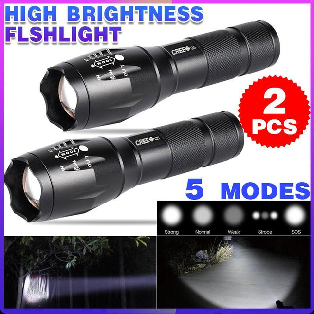 2X Most Powerful 900000LM Tactical 5Mode Zoom Flashlight LED Focus Torch - Aimall