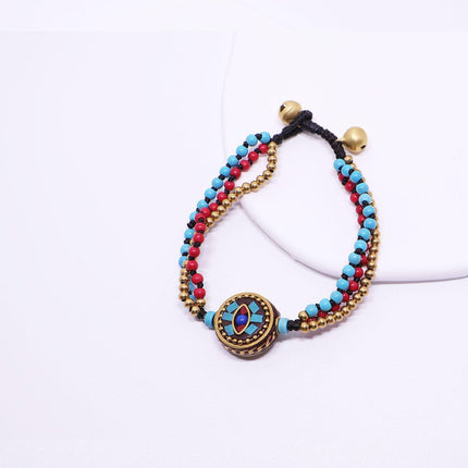 Ethnic Style Handmade Bracelet Color Stone Sky Bead Fashion Round Bead Bracelet