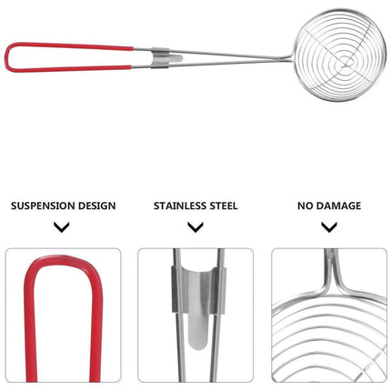 3X Stainless Steel Slotted Filter Spoon MilkTea Kitchen Tool OilSkimmer Strainer