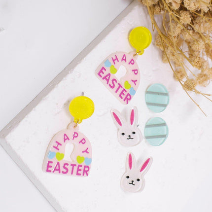 Easter Rabbit Egg Earrings Acrylic Jewellery Set Festive Accessories Women