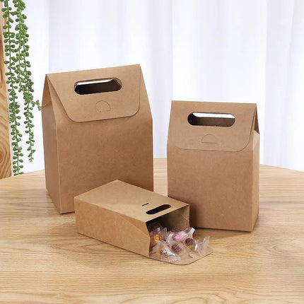 100PCS Christmas Gift Packing Paper Bag Candy Cookie Treat Box Kraft Party Bag - Aimall
