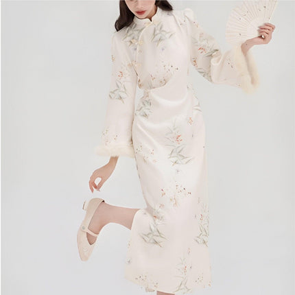 White New Elegant Cheongsam Qipao Chinese Traditional Modified Dress Women Fashion - Aimall