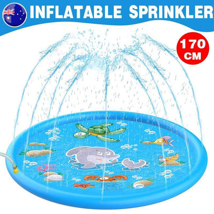 170CM Inflatable Water Splash Spray Mat Kids Sprinkler Play Pad Outdoor Pool - Aimall