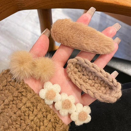 Children Plush Hair Clip Bangs Clip Cartoon Barrettes Korean Style Kids Hairpin - Aimall