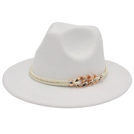 Jazz Hat Autumn Winter Retro Large Brim Hat for Men and Women Stylish Headwear