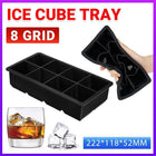 8 Grids Whiskey Silicone Maker Ice Cube Tray Mould Large Mold Giant Square Black - Aimall