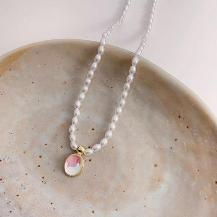 Retro Double Layer Women Necklace Pendant Necklace Clavicle Chain Pearl Choker - Aimall
