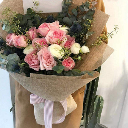 Coloured Linen Wrapping Paper Roll For Florist DIY Handmade Craft Material