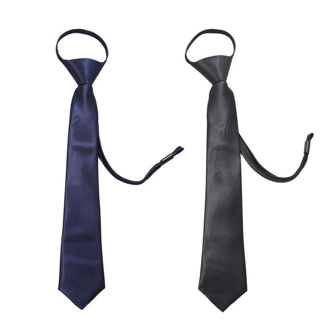 Students' Formal School Uniforms Knot-free Ties Black Plaid Jk Zipper Ties Rope Belts - Aimall