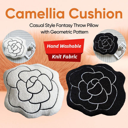 Luxury Cream Sofa Pillow Camellia Style Cushion Bed Decor Black White Design