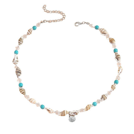 Sea Shell Conch Starfish Anklet Necklace Set for Women Beach Jewelry Gift