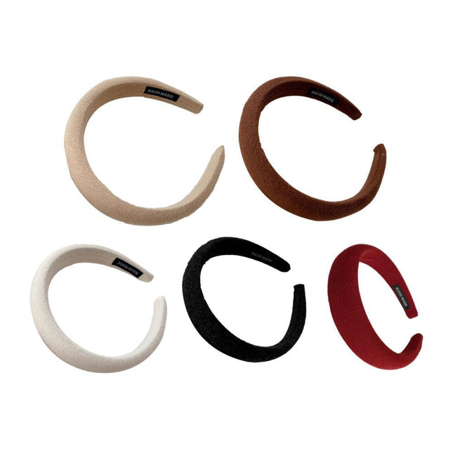 Women Thick Padded Wide Headband Sponge Hairband Wedding Party Plain - Aimall