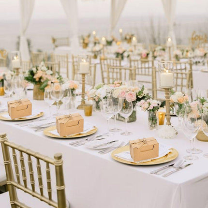 50pcs Retro Rectangular Kraft Paper Wedding Candy Boxes Gift Packaging Box