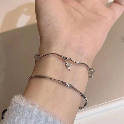 Women Fishtail Bracelet Chain Twisted Cuff Bracelet Bangle Adjustable Bracelets - Aimall